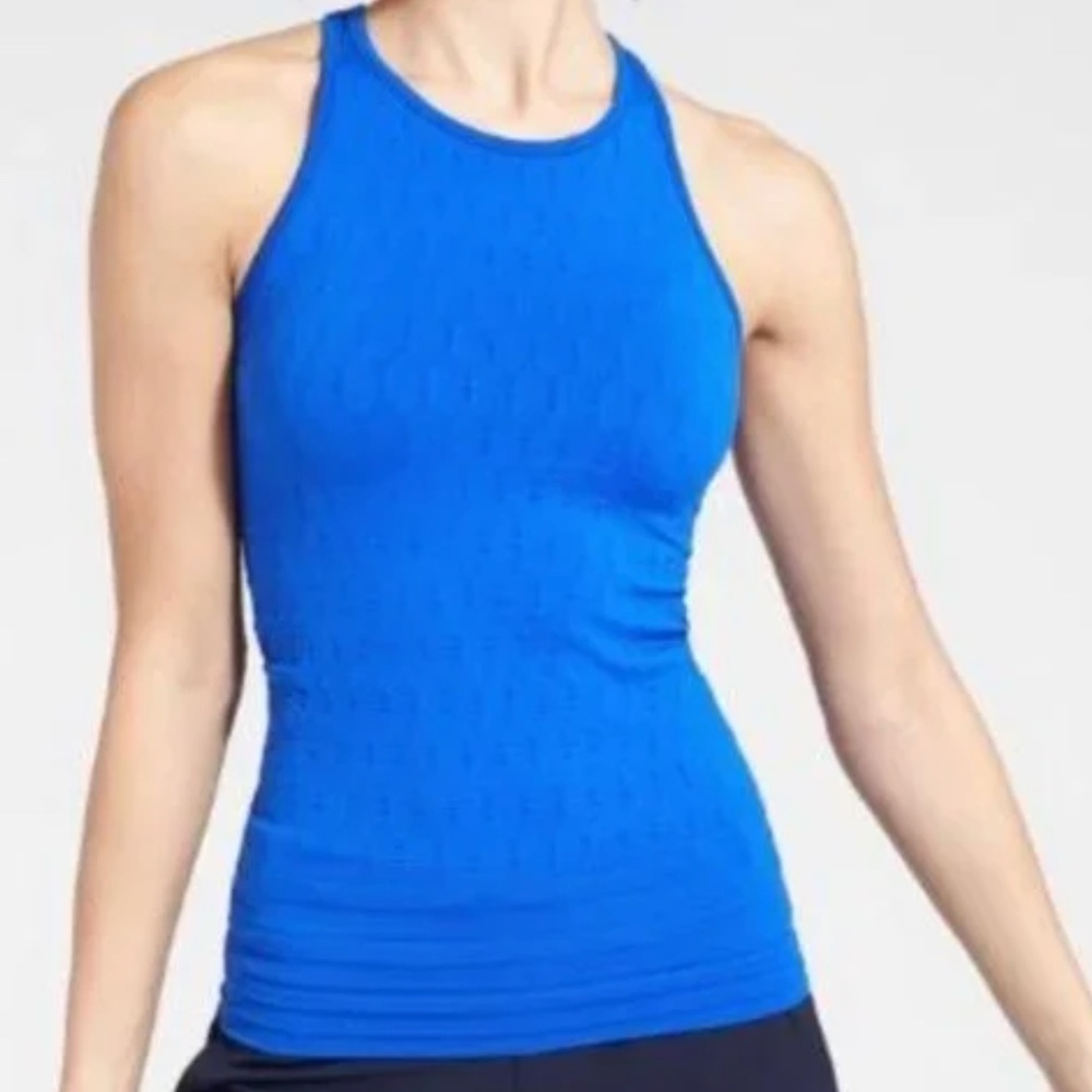 NWT ATHLETA RenewTextured Ribbed Stretch Knit Workout Racerback High Neck Tank